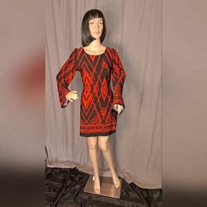 NICO LA / SIZE:SMALL/ RED AND BLACK FORM FITTING RETRO mini dress /